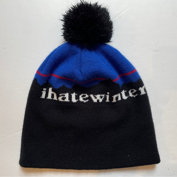 Reason Other - Reason "I Hate Winter" Knit Hat Toque PomPom Black Blue